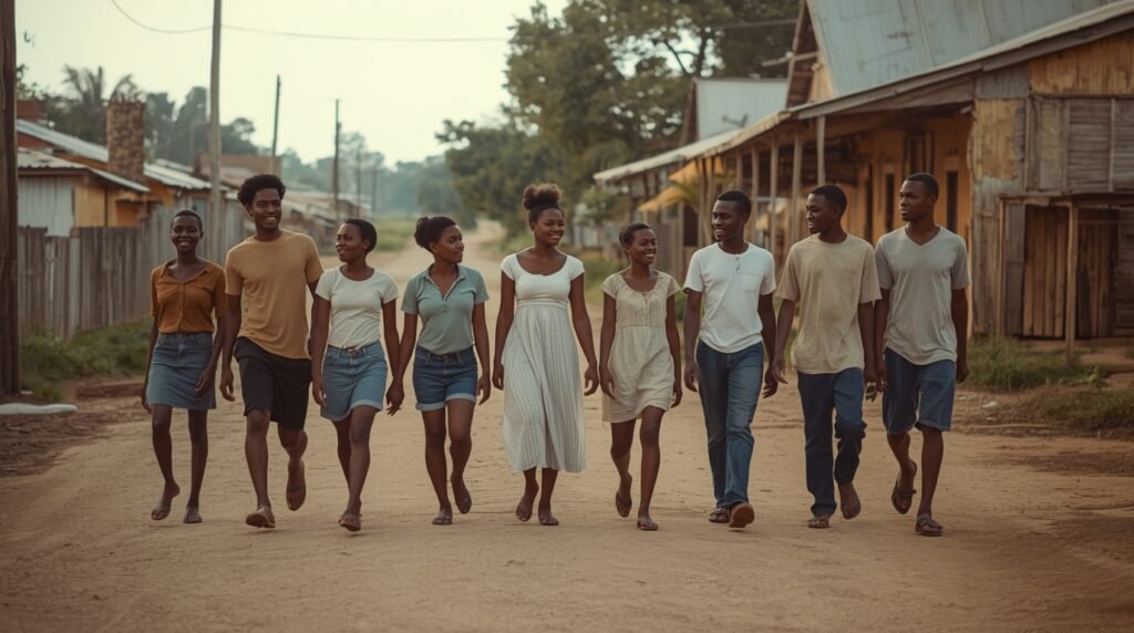 Home lucid origin photographic style a group of eight black teenage 2